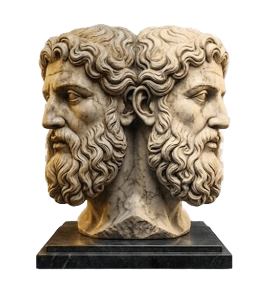 Janus — two-faced marble bust